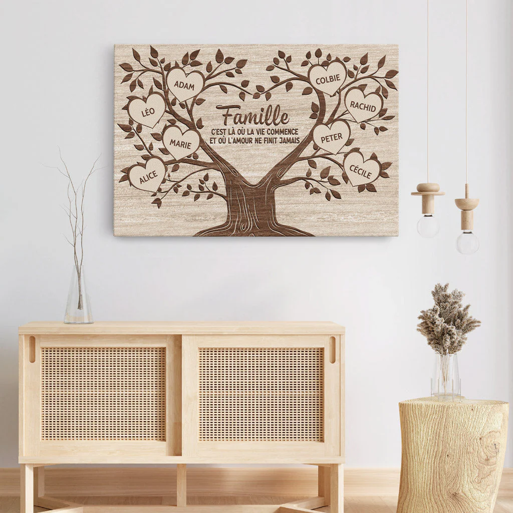 Toile Famille Personnalisée avec Arbre De Vie – Notre Famille - Image 3