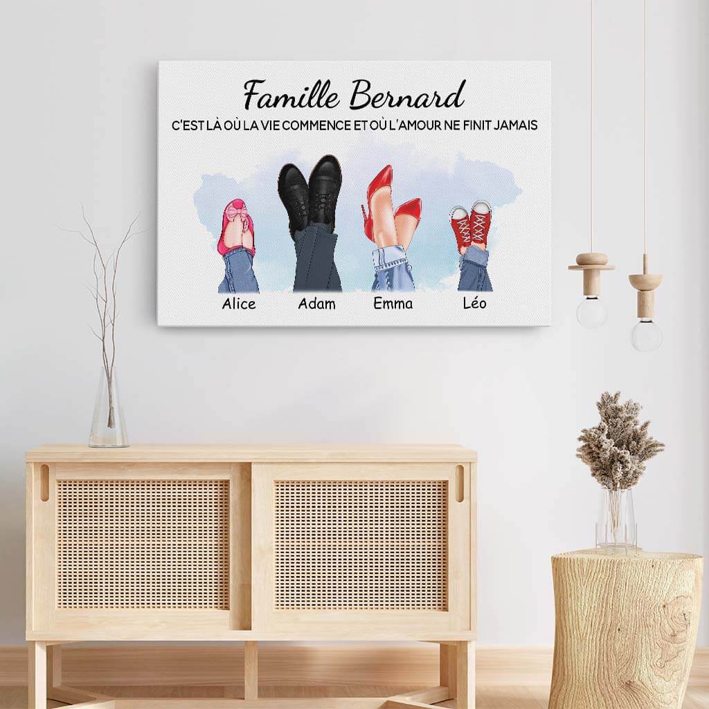 Toile Famille Design Chaussures Personnalisée - Image 3