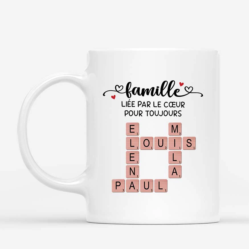 Mug Mot Croisé Famille Personnalisé – Lien Du Cœur