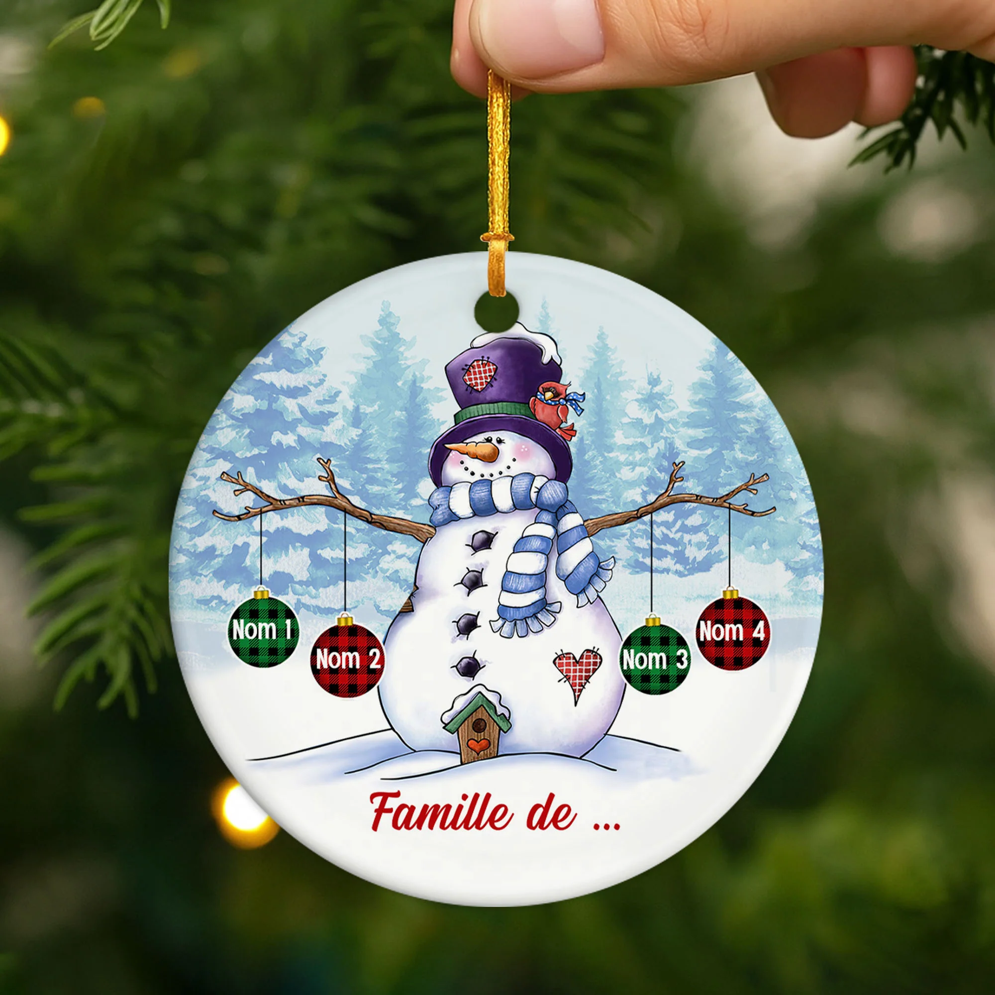 Ornement Famille Bonhomme de Neige Personnalisé - Image 2