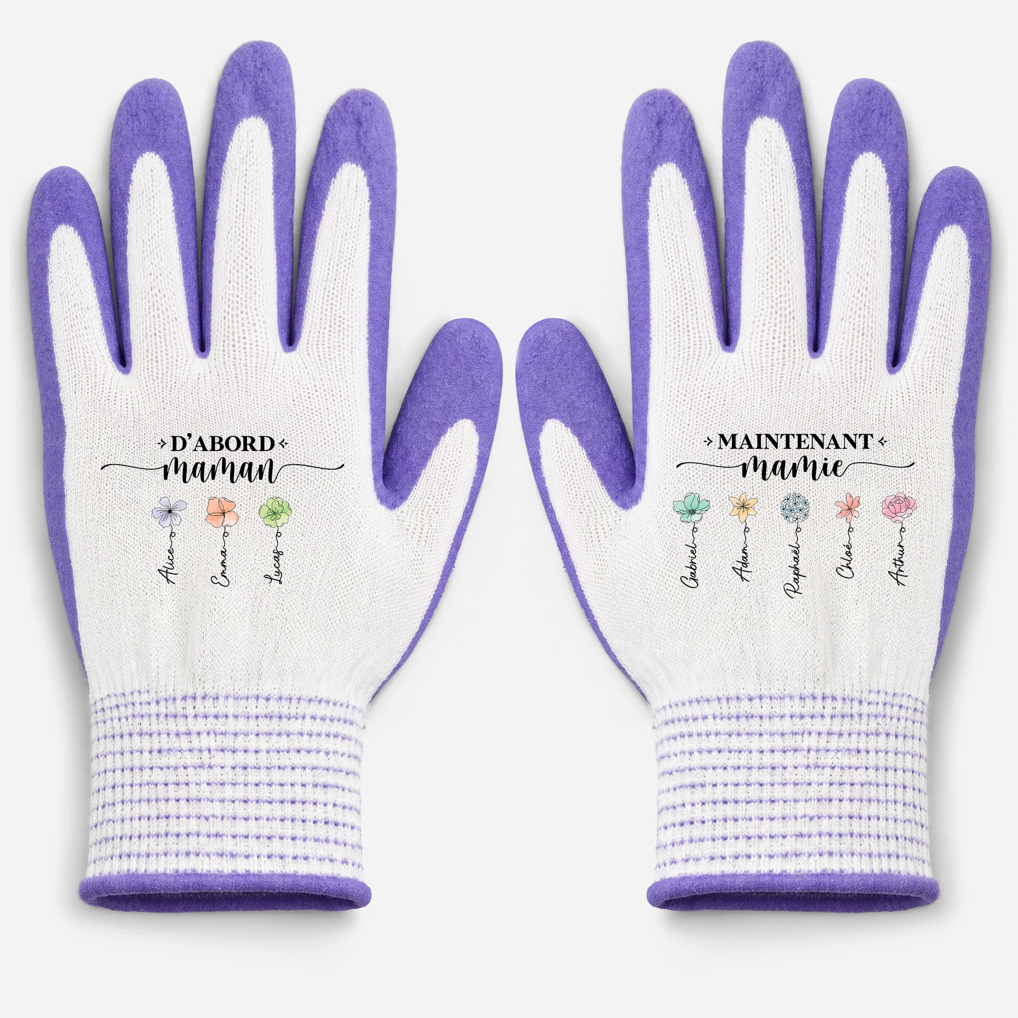 Gants De Jardinage Femme Personnalisés Fleur De Naissance - D'abord Maman Ensuite Mamie