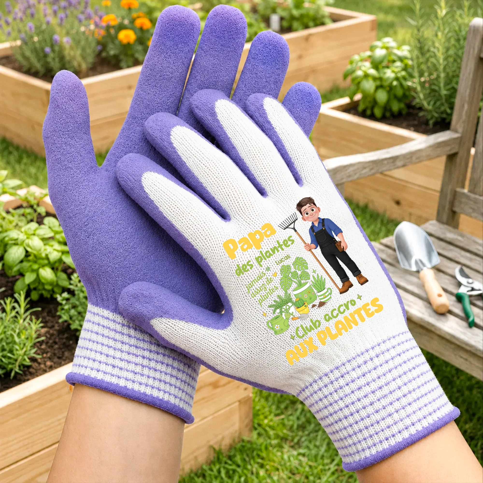 Gants De Jardinage Personnalisés Femme Homme - Club Accro Aux Plantes - Image 2