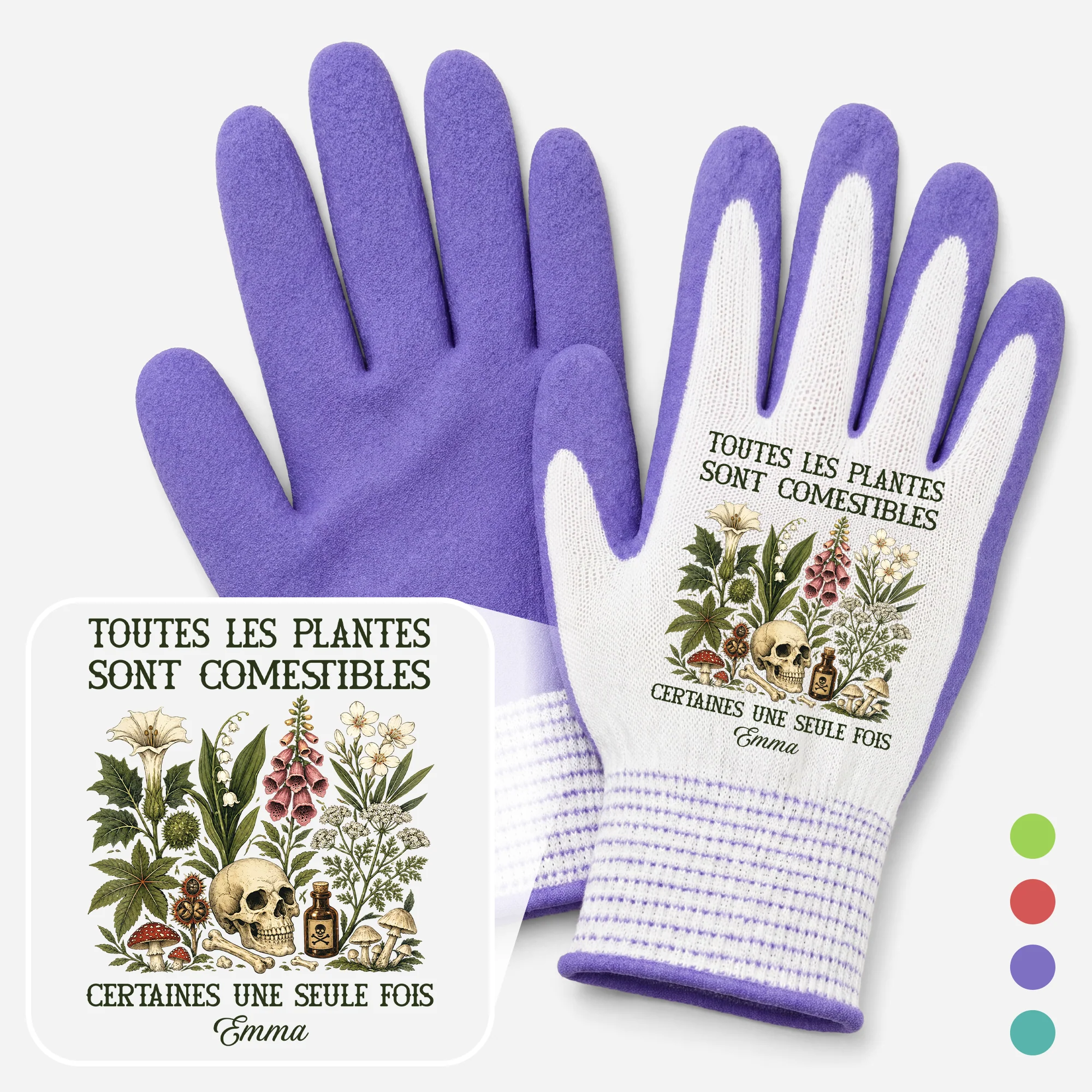 Gants Jardinage Personnalisés Femme Homme Humour - Les Plantes Comestibles Cadeau Jardinier