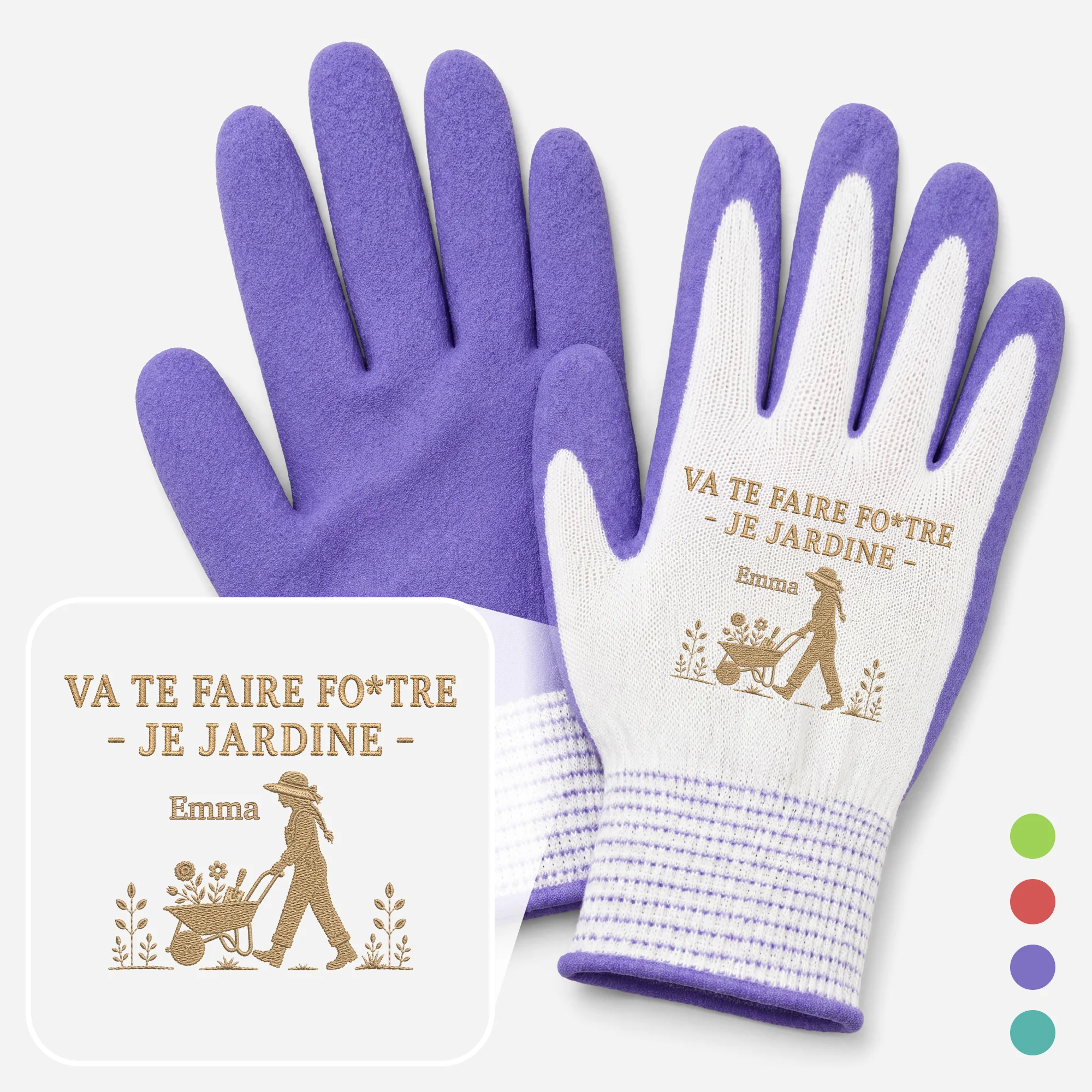 Gants Jardinage Personnalisés Prénom - Cadeau Avec Humour Je Jardine