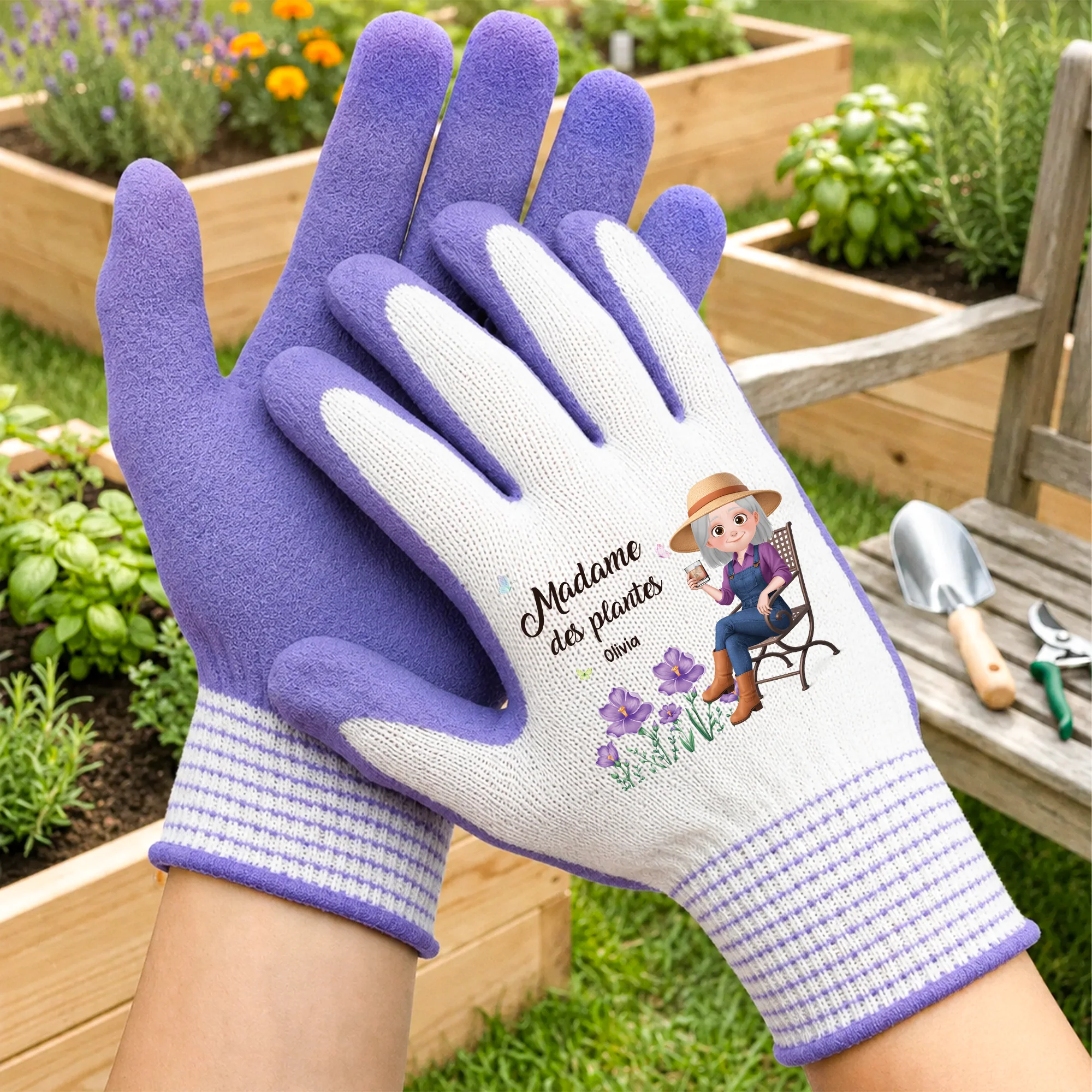 Gants Personnalisables Femme Homme Pour Jardinage - Madame Des Plantes - Image 2