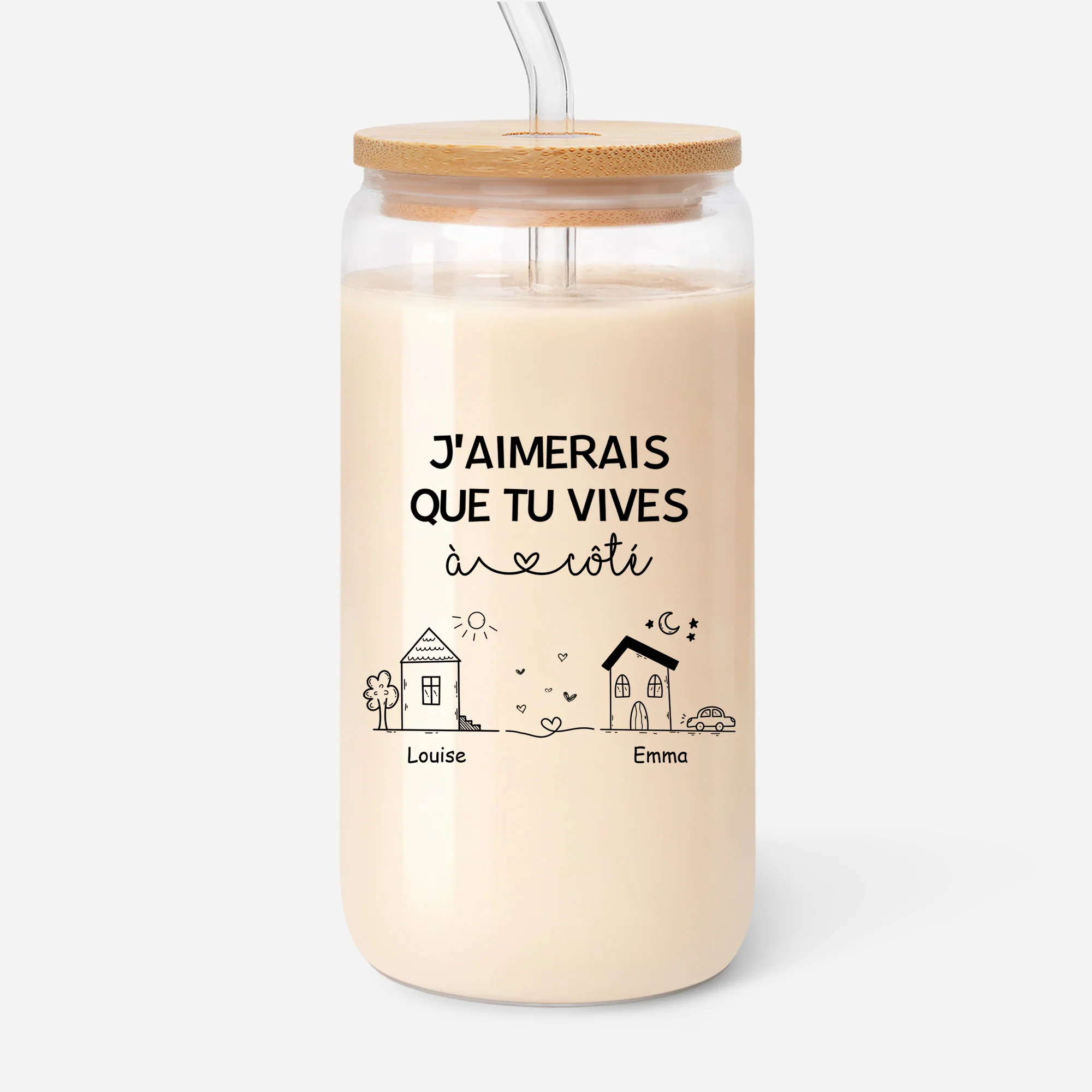 Gobelet En Verre Personnalisé - Cadeau Meilleure Amie Vivre À Côté