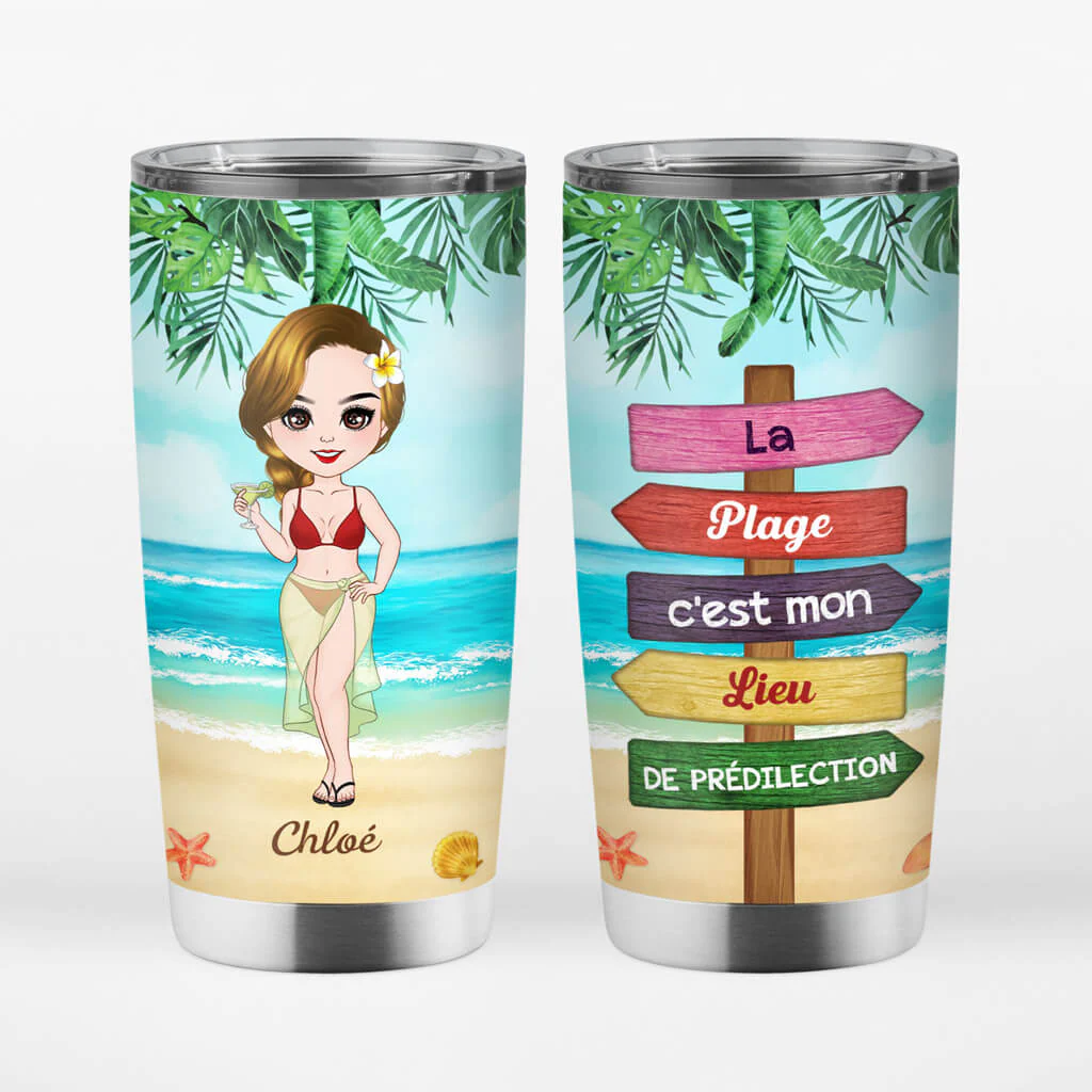 Gobelet La Plage C'est Mon Lieu De Prédilection Personnalisé