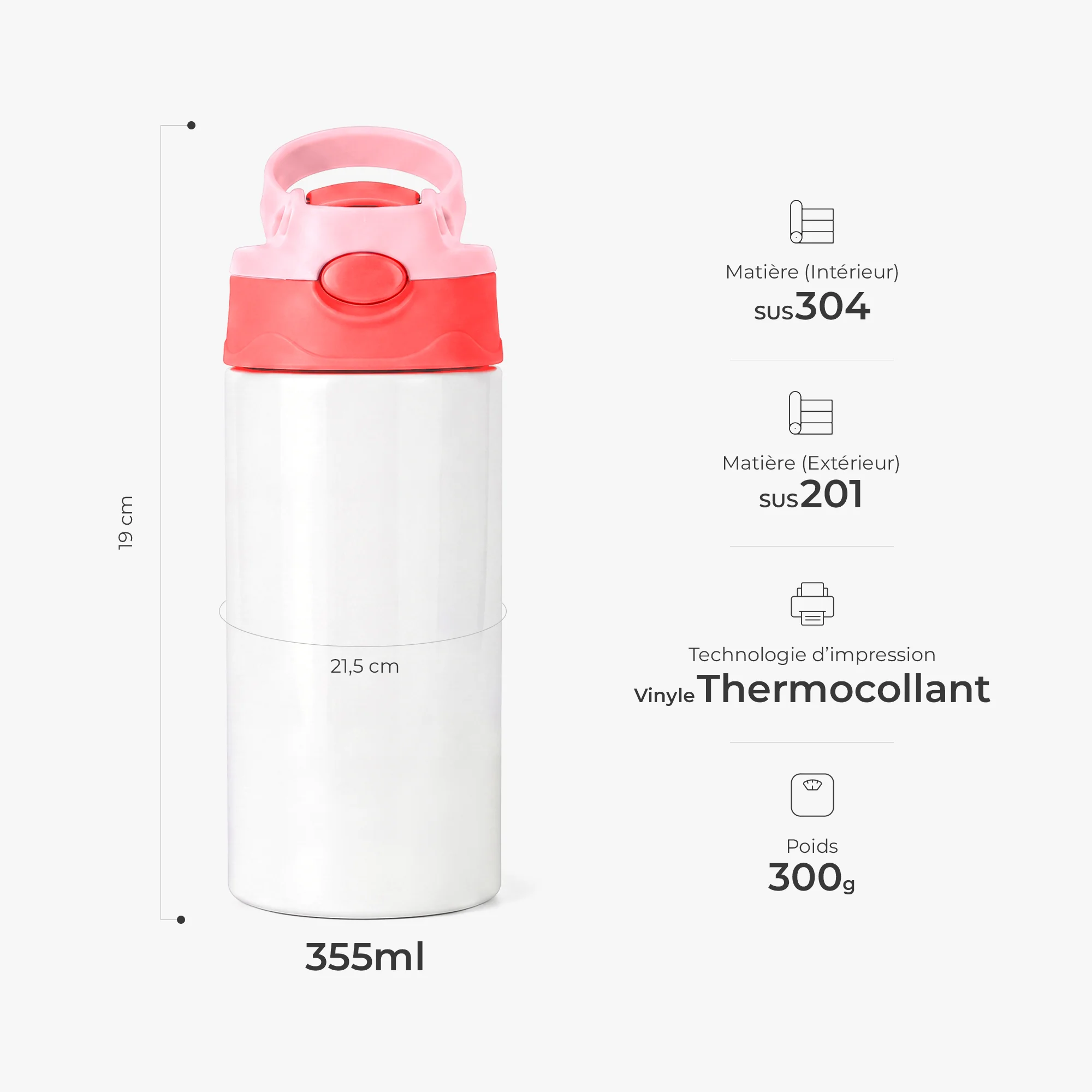 Gourde Enfant Isotherme Personnalisable 355ml - Cadeau Original Avec Prénom - Image 3