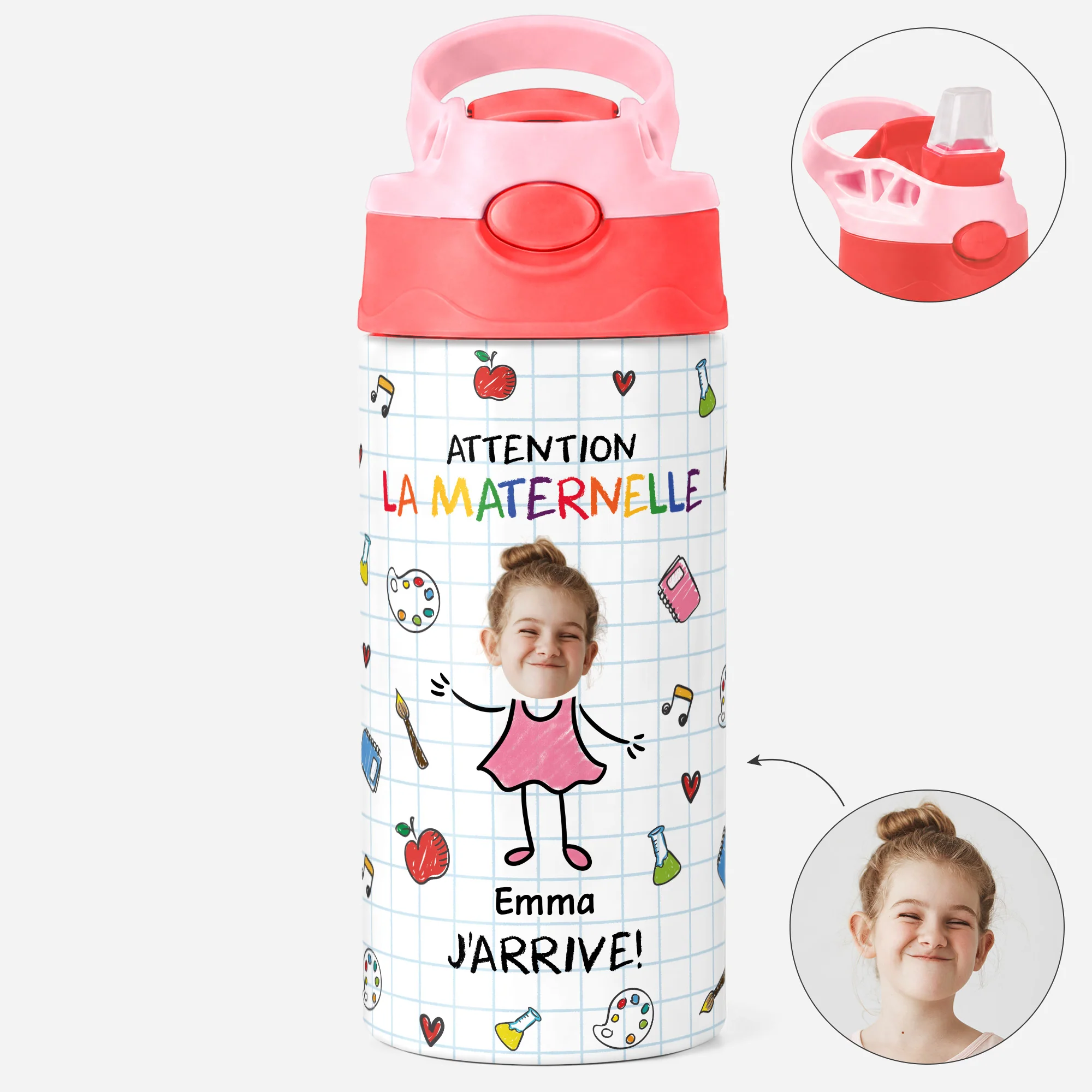 Gourde Enfant Isotherme Personnalisée 355ml - Attention La Maternelle