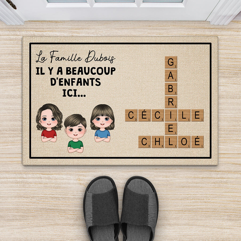 Tapis Personnalisé Famille – Il Y A Plein d'Enfants Ici | Mots Croisés - Image 2