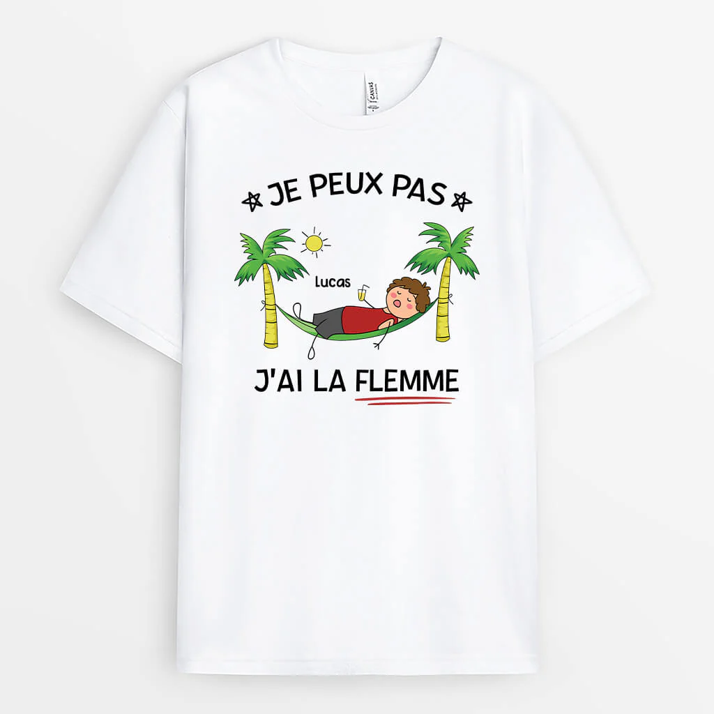 T-Shirt Personnalisé Drôle Homme – J’ai La Flemme