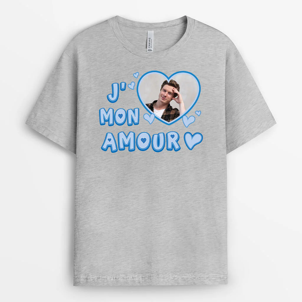 Tee shirt personnalisé photo – J’aime mon amour - Image 2