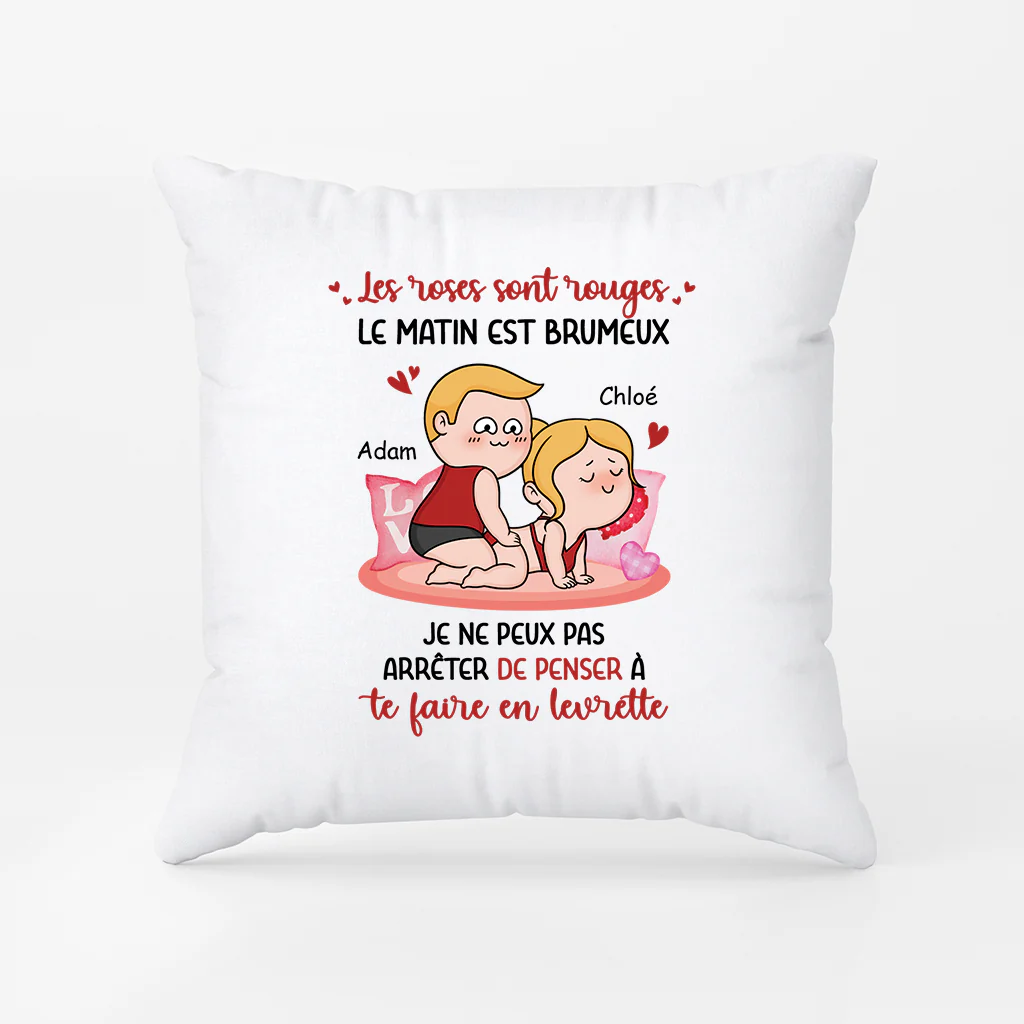 Coussin Humoristique Couple - Cadeau Drôle Personnalisé