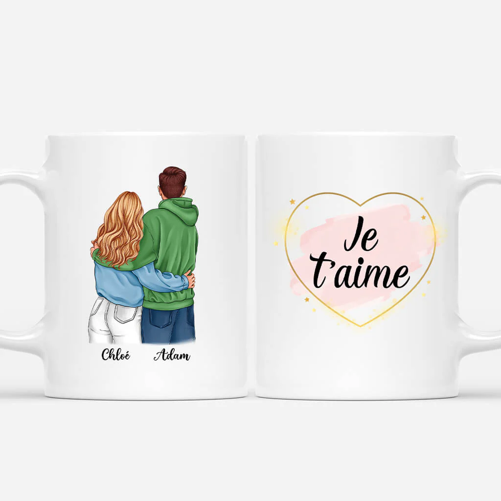 Tasse Personnalisée Couple – Je T’aime | Version Tourner Les Dos