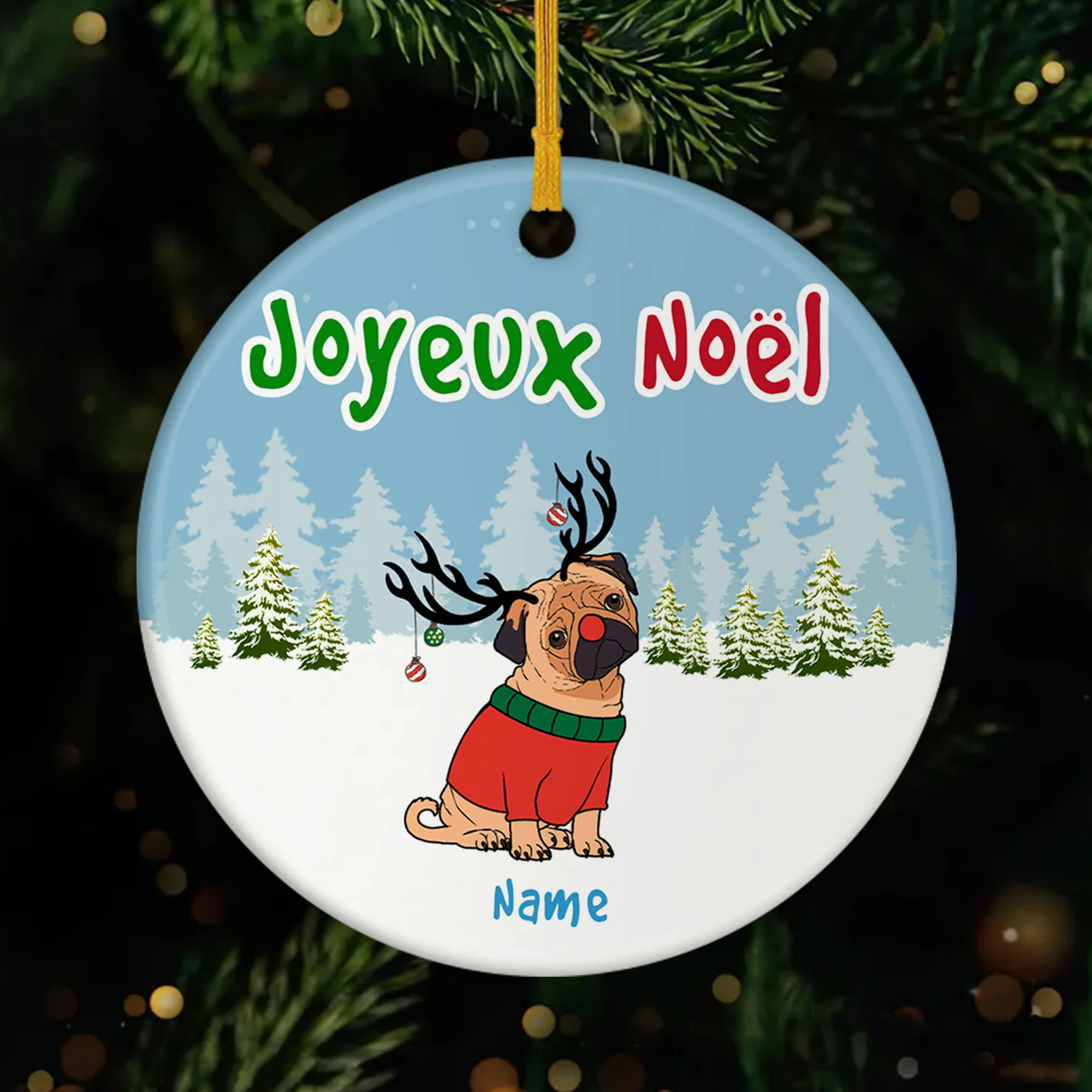 Ornement Joyeux Noël Avec Bulldog Personnalisé
