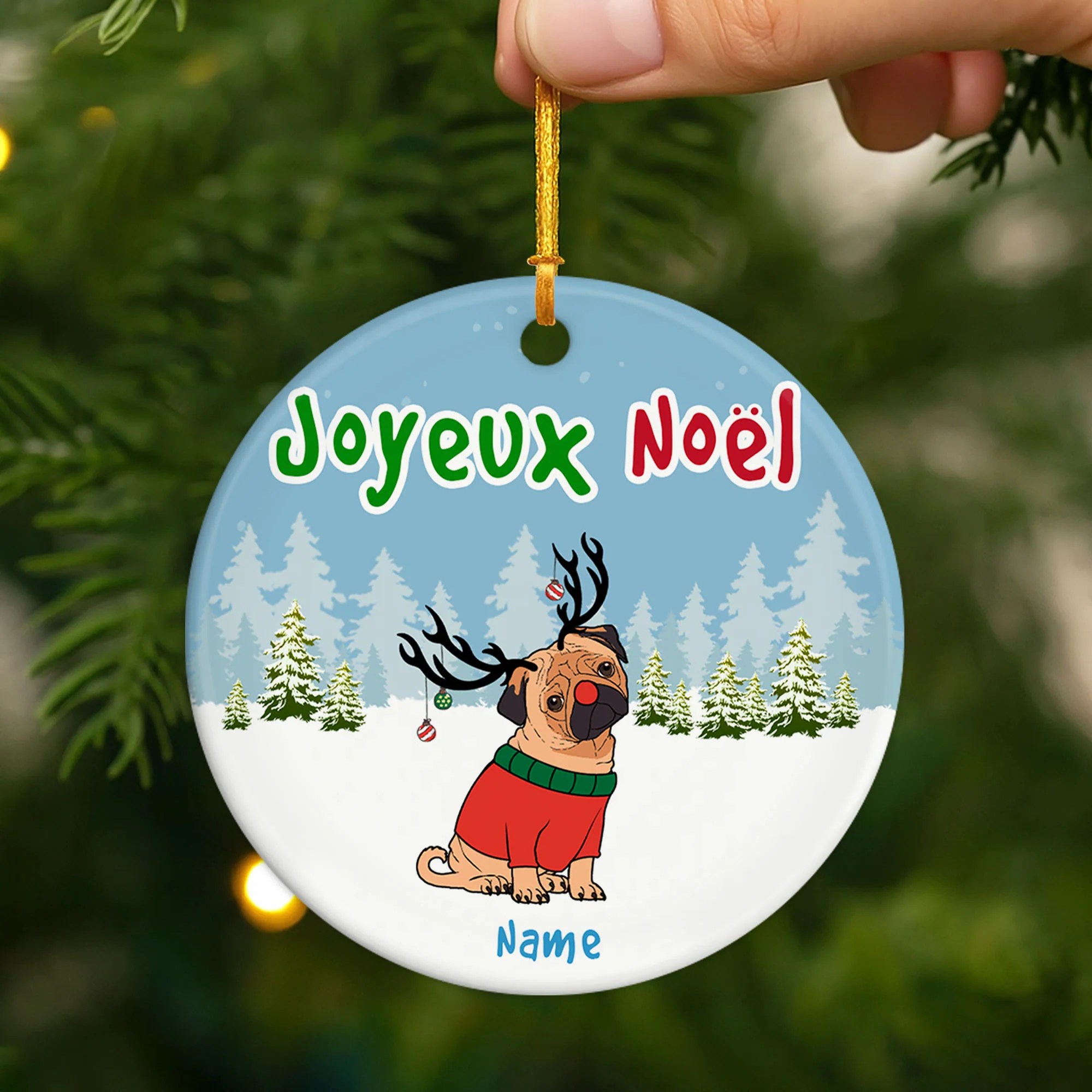 Ornement Joyeux Noël Avec Bulldog Personnalisé - Image 2
