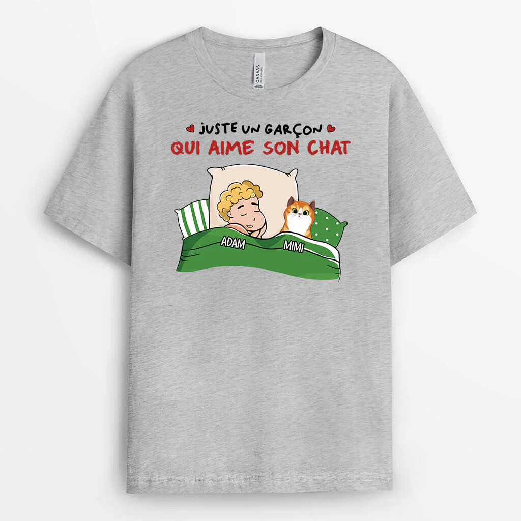 Tee Shirt Personnalisé avec Chat - Juste Une Fille Qui Aime Ses Chats - Version Rouge - Image 2