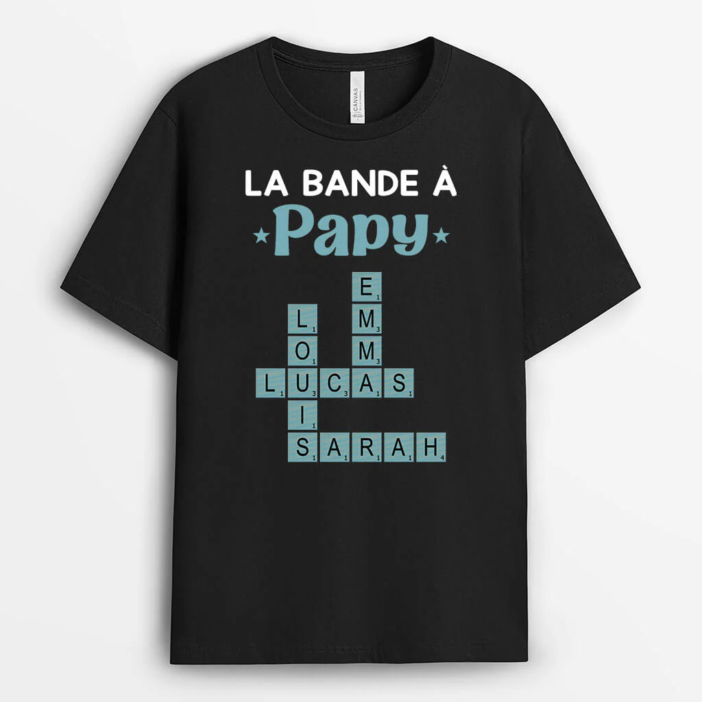 T Shirt Personnalisé Papy - La Bande À Papy Avec Mots Croisés