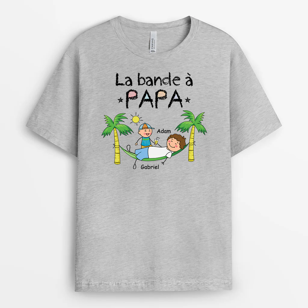 Tee Shirt Personnalisé Papy - La Bande À Papy - Avec Ses Petits Enfants Version Hawaï - Image 2