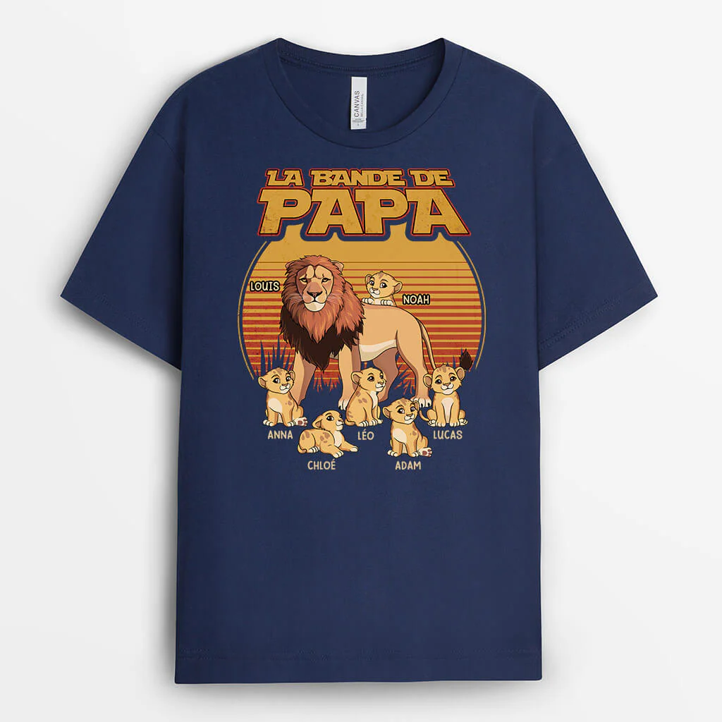 T Shirt Personnalisé Papy - La Bande À Papy Lion Retro - Image 2