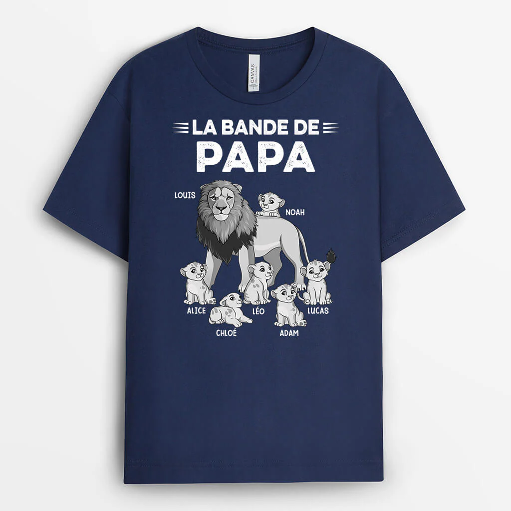 T Shirt Personnalisé Papy - La Bande À Papy Lion Version Monochrome - Image 2