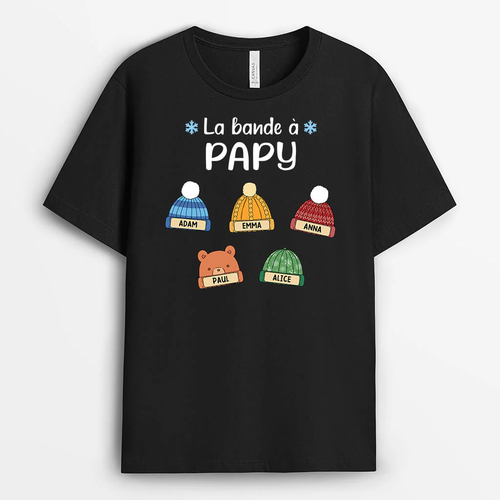 Tee Shirt Personnalisé Papy - La Bande À Papy - Version Bonnet De Noël