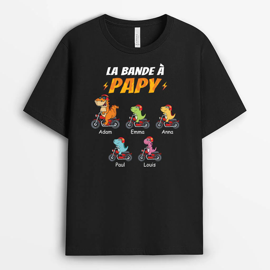 Tee Shirt Personnalisé Papy - La Bande À Papy - Version Dinosaures Cool En Course