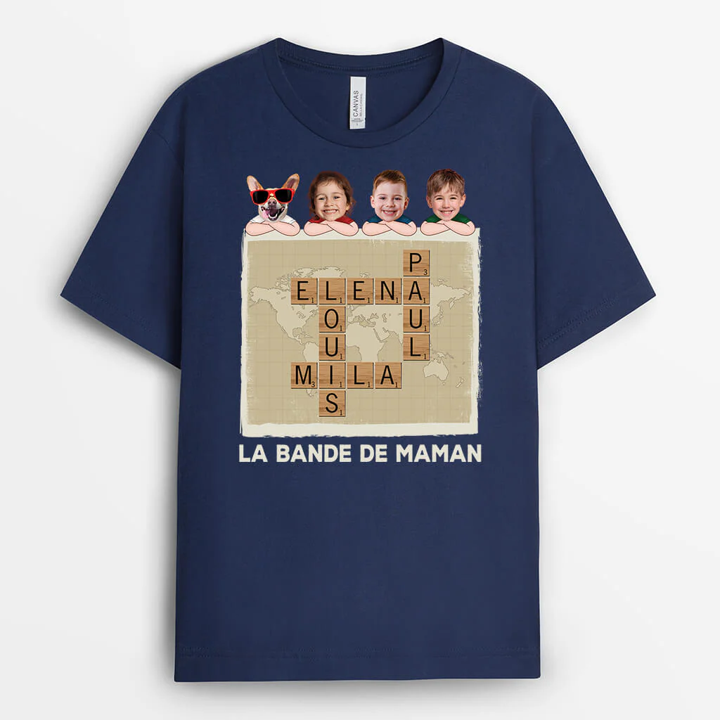 T Shirt Personnalisé Papy - La Bande À Papy Version Mots Croisés Avec Visages - Image 2