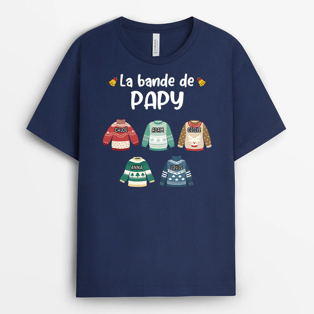 T-Shirt Papy Bande à Papy – Cadeau Noël Personnalisé Grand-Père