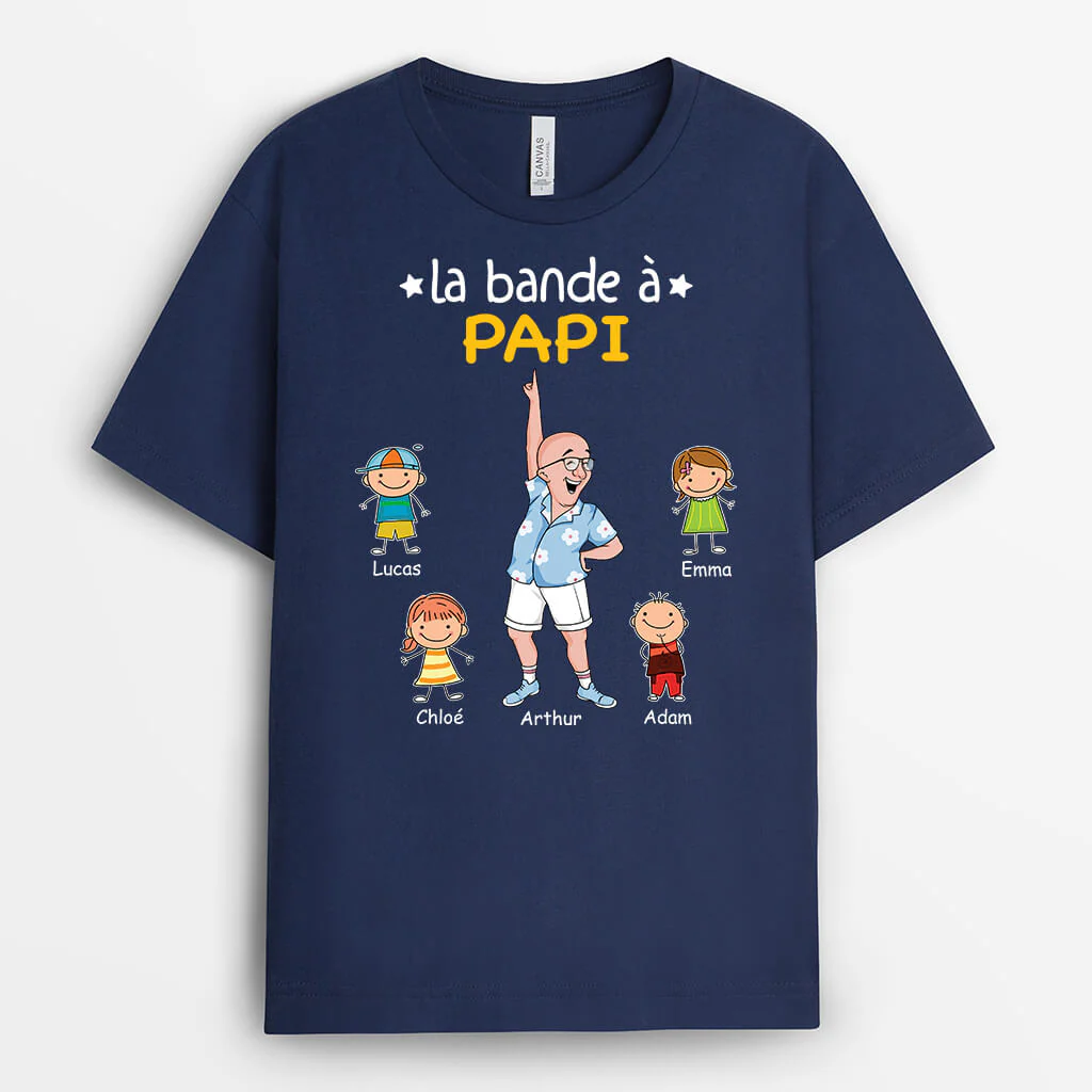 Tee Shirt Personnalisé Papy - La Bande À Papy Qui Danse Avec Dessin Des Petits Enfants