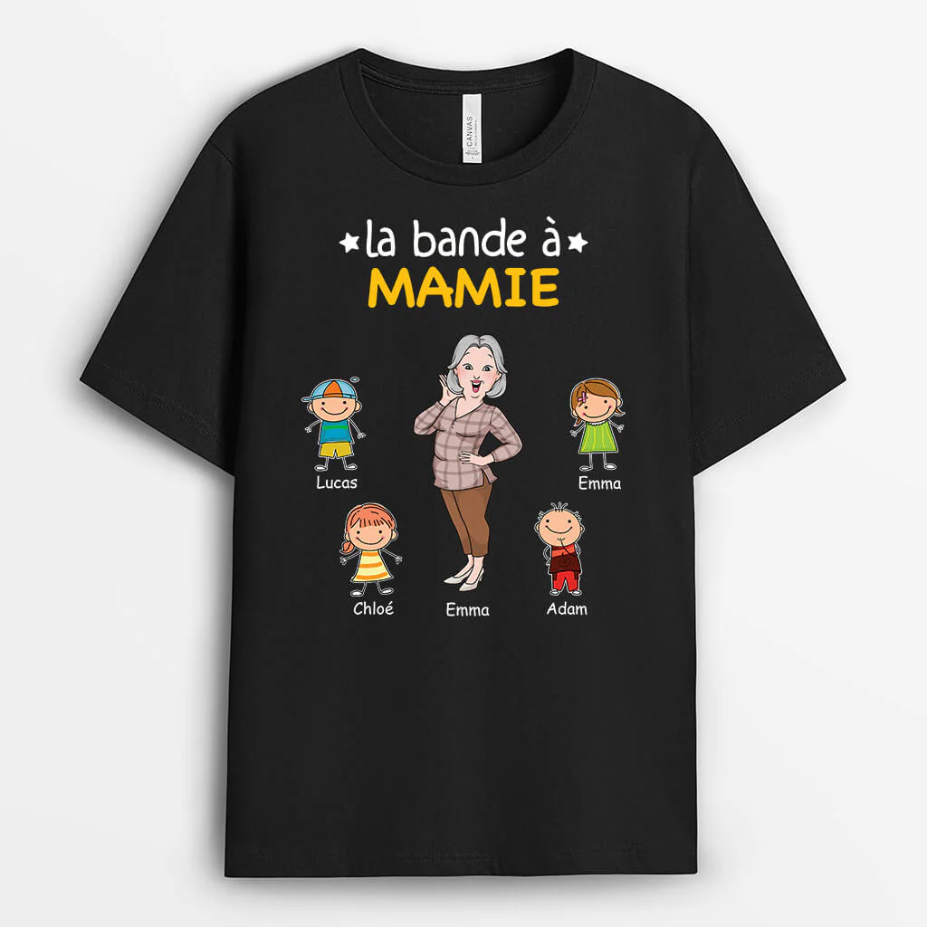Tee Shirt Personnalisé Papy - La Bande À Papy Qui Danse Avec Dessin Des Petits Enfants - Image 2