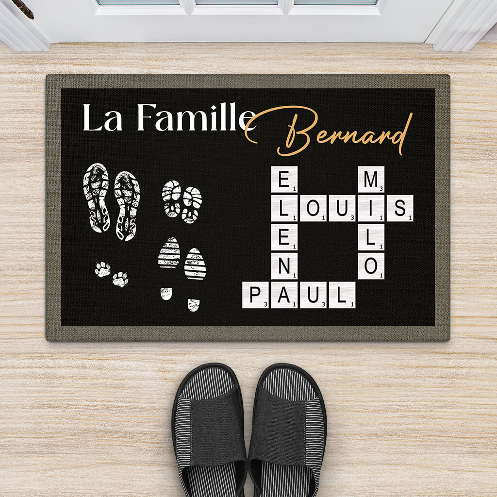 Tapis d'Entrée Intérieur Original – Famille Empreintes Et Mots Croisés - Image 2