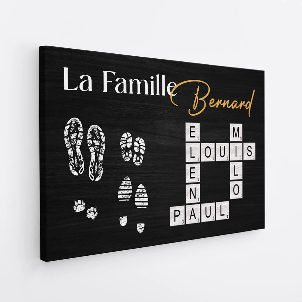 Toile Empreintes Et Mots Croisés Personnalisée Pour Famille - Image 2