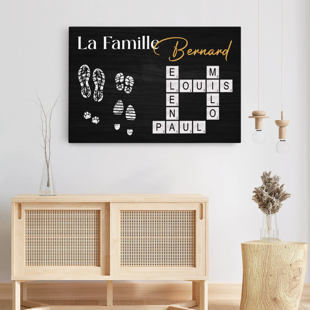 Toile Empreintes Et Mots Croisés Personnalisée Pour Famille - Image 3