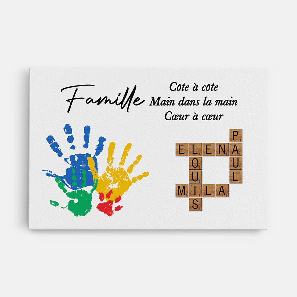 Toile Famille Personnalisée – Côte À Côte Avec Empreintes