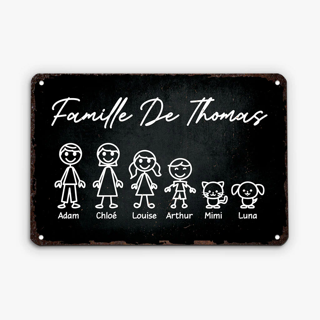 Plaque métal personnalisée – Version bonhomme famille allumette