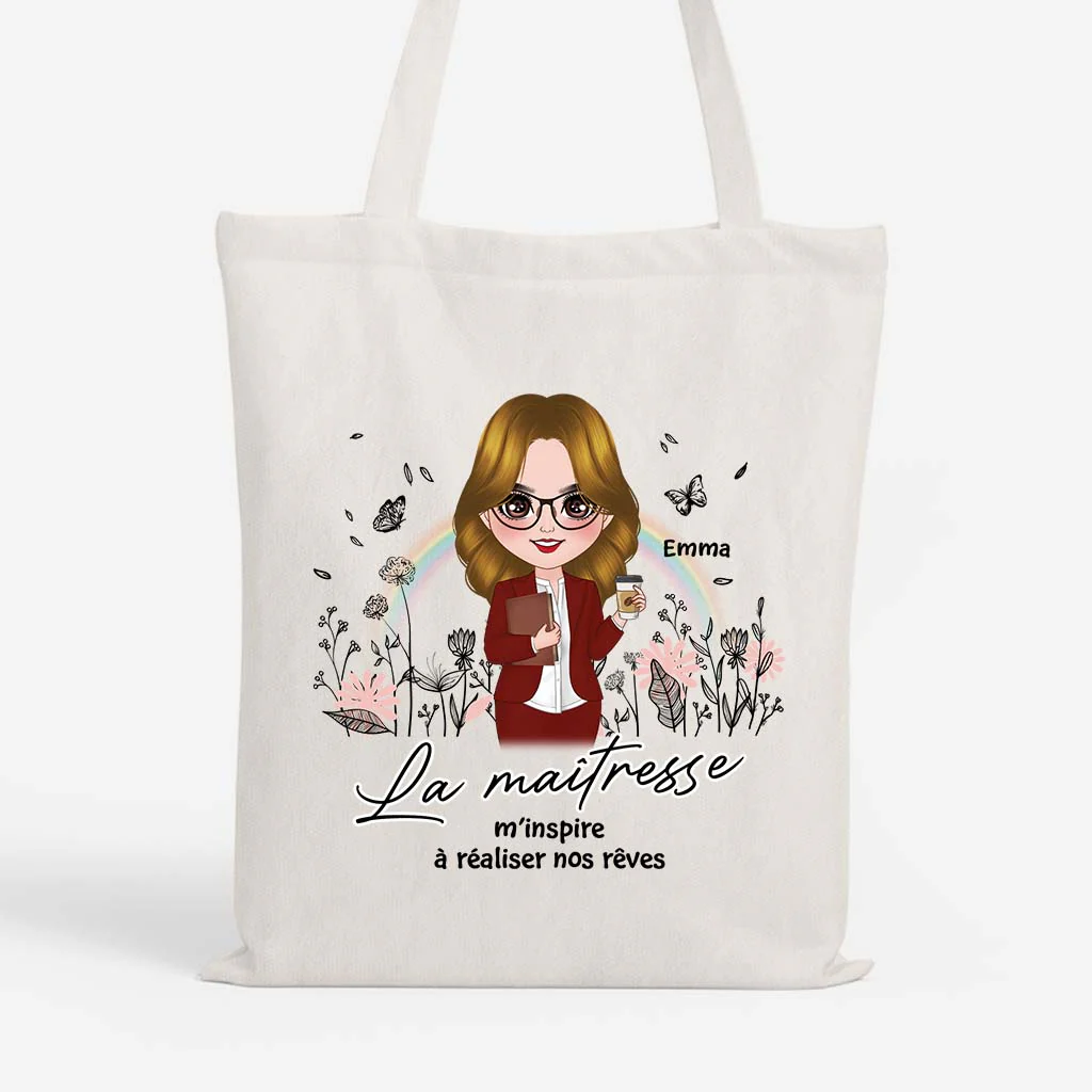 La Maîtresse Nous Inspire À Réaliser Nos Rêves - Tote Bag Personnalisé Maitresse