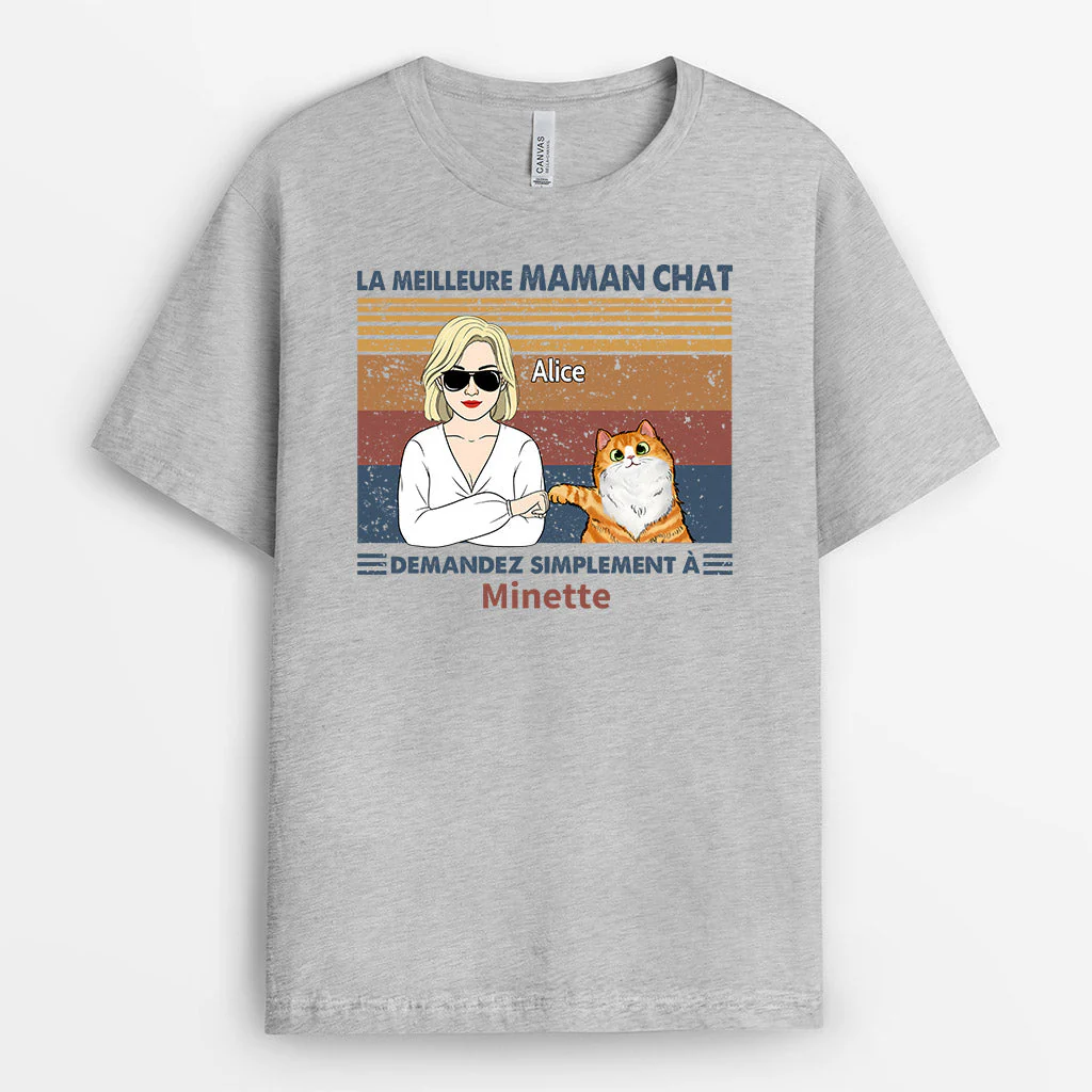 T-shirt Personnalisé - La Meilleure Maman Chat Demandez