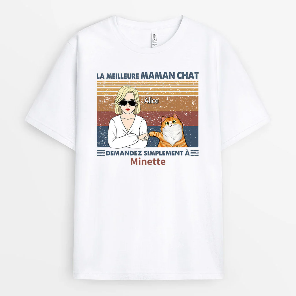 T-shirt Personnalisé - La Meilleure Maman Chat Demandez - Image 2