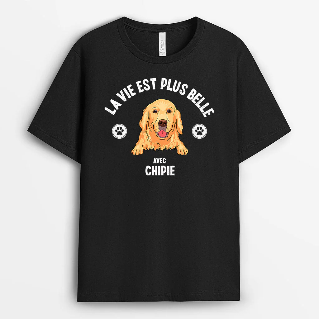 Tee Shirt pour Chien Personnalisé - La Vie Est Plus Belle