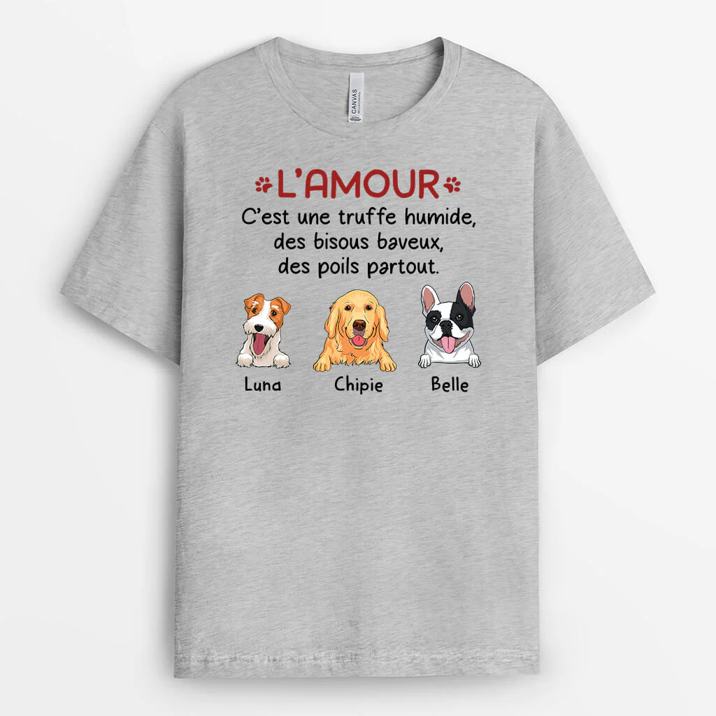 L'amour C'est Une Truffe Humide Version Chien - T-shirt Chien Personnalisé