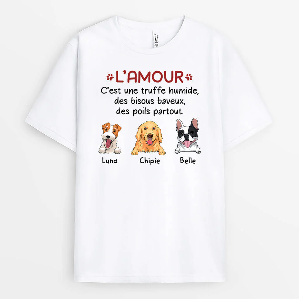L'amour C'est Une Truffe Humide Version Chien - T-shirt Chien Personnalisé - Image 2