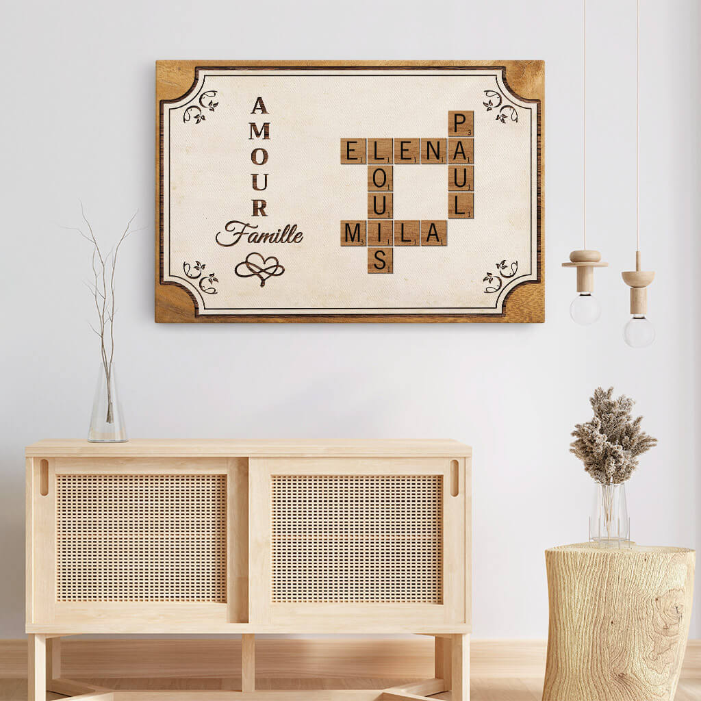 Toile Famille Avec Mots Croisés Personnalisée – L’Amour De Famille - Image 3