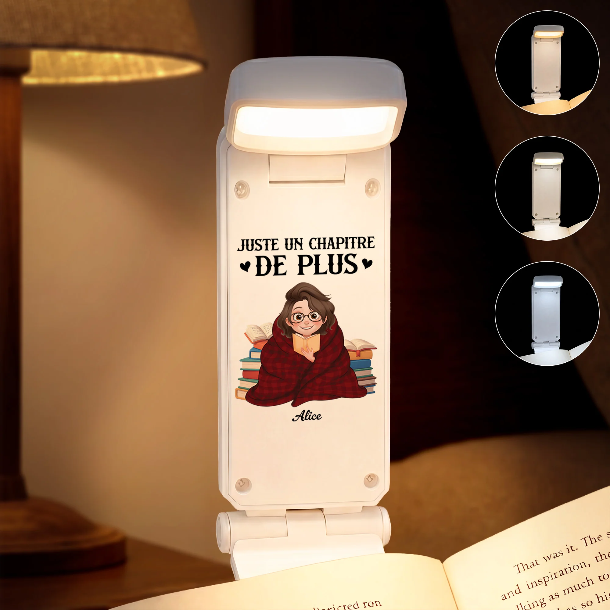 Lampe De Lecture Personnalisable Avec Pince Pour Femme Homme Qui Aime Les Livres - Encore Un Chapitre