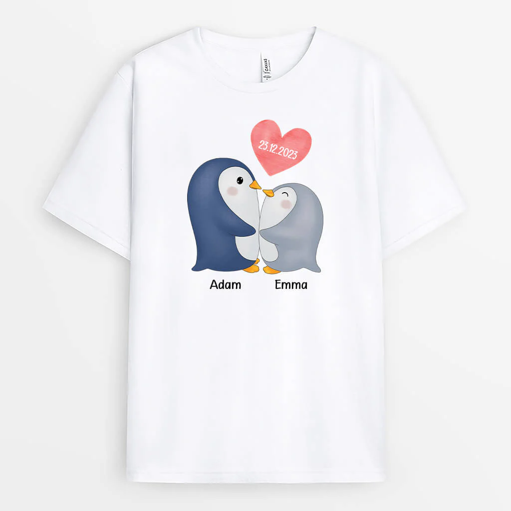 Tee Shirt Personnalisé Couple - Manchots Depuis