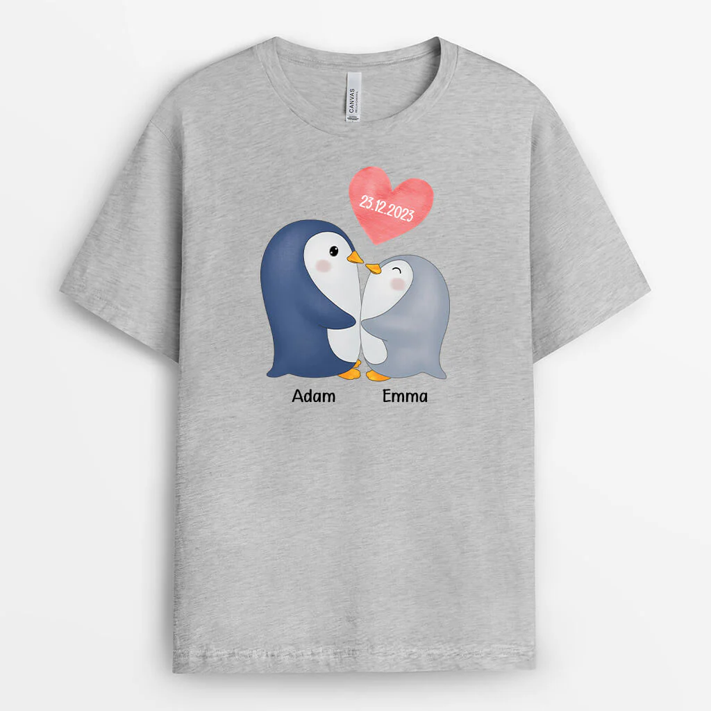 Tee Shirt Personnalisé Couple - Manchots Depuis - Image 2