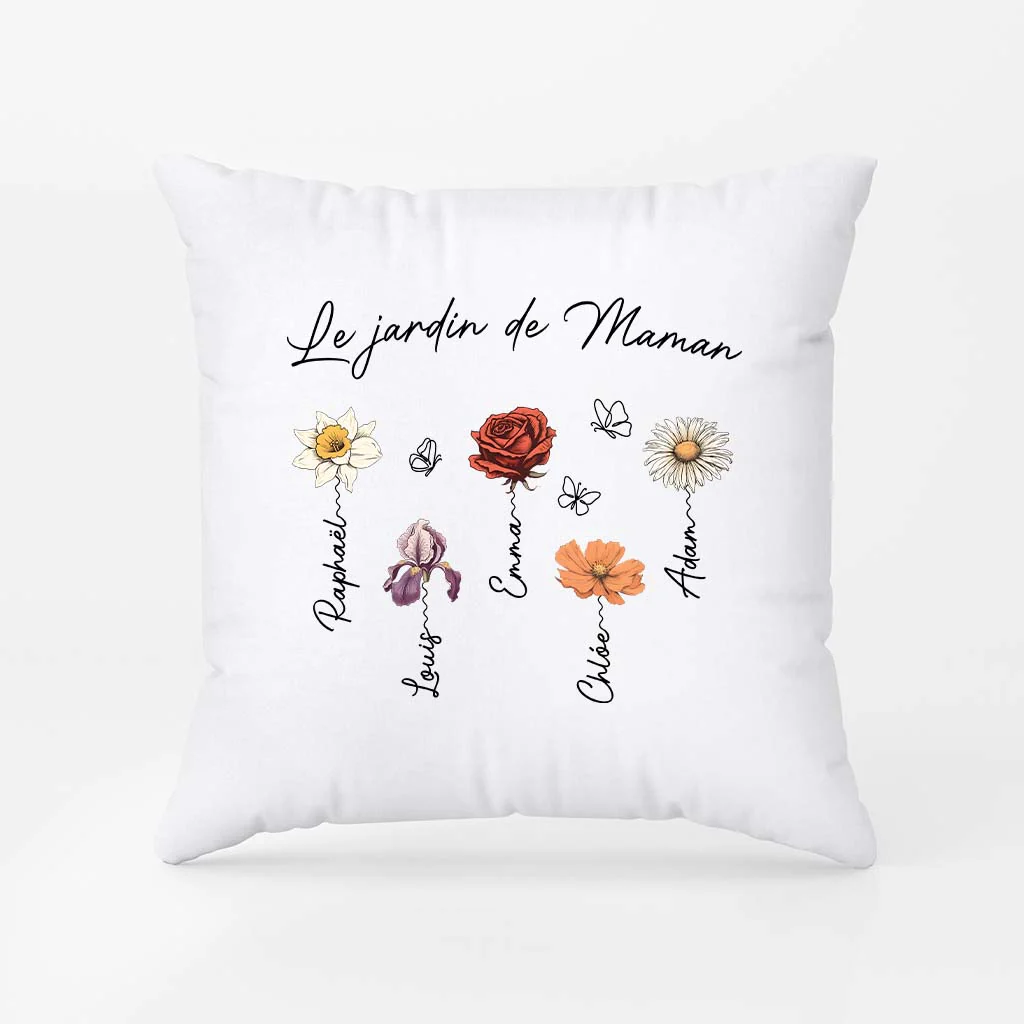 Coussin Personnalisé Pour Mamie - Le Jardin De Mamie Florale - Image 2