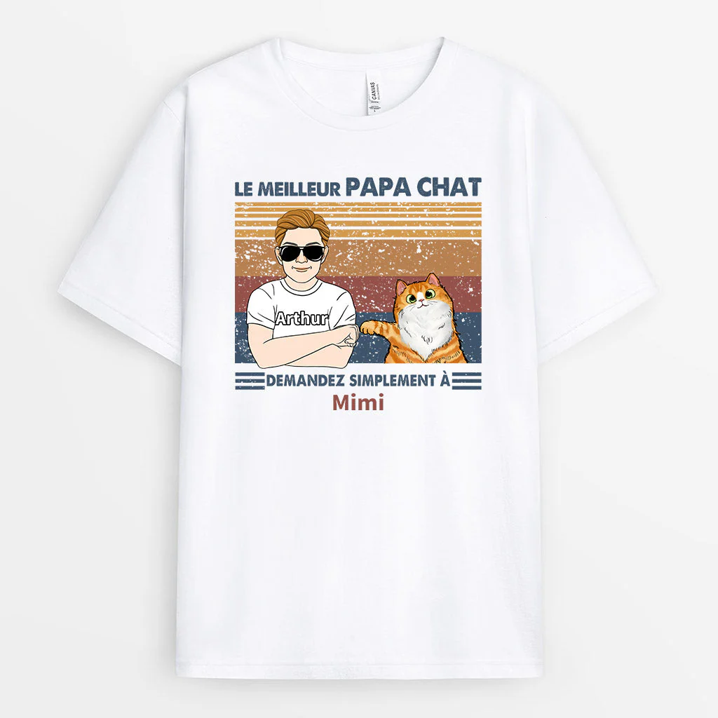 T Shirt Personnalisé Avec Chat - Le Meilleur Papa Chat