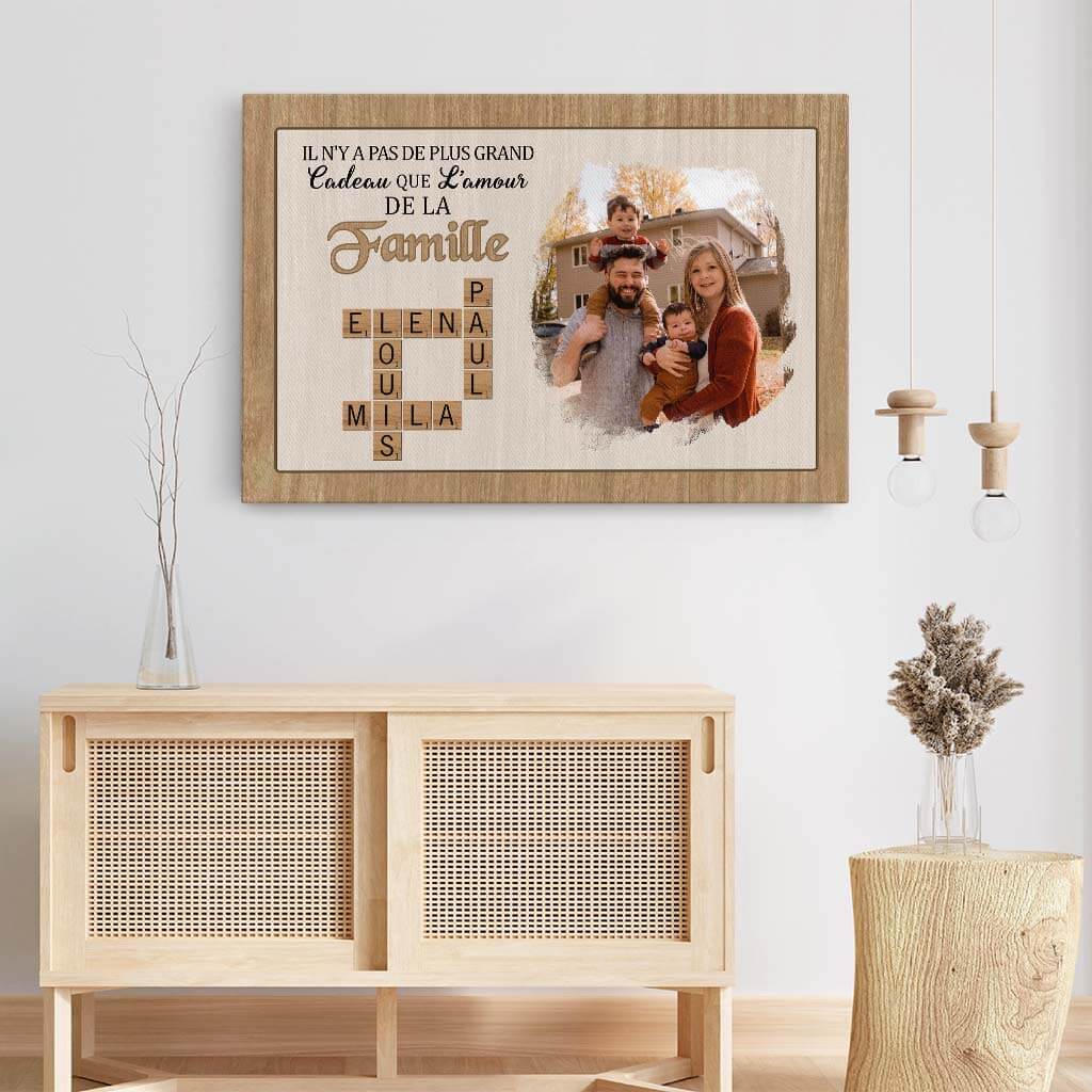 Tableau Personnalisé Avec Photo Et Mots Croisés - Le Plus Grand Cadeau Est L'Amour De La Famille - Image 3