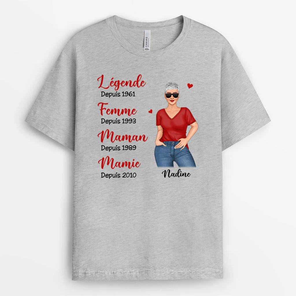 Tee Shirt Mamie Personnalisé - Légende Femme Maman Mamie Depuis - Image 2